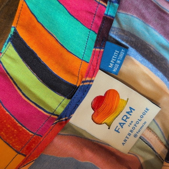 Farm Rio Anthropologie Colorful Wave Pattern Women's Wide Leg Pants Med Petite - Picture 7 of 11